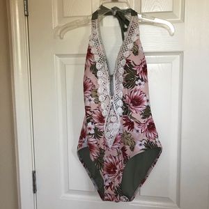 Kona Sol floral one piece swimsuit